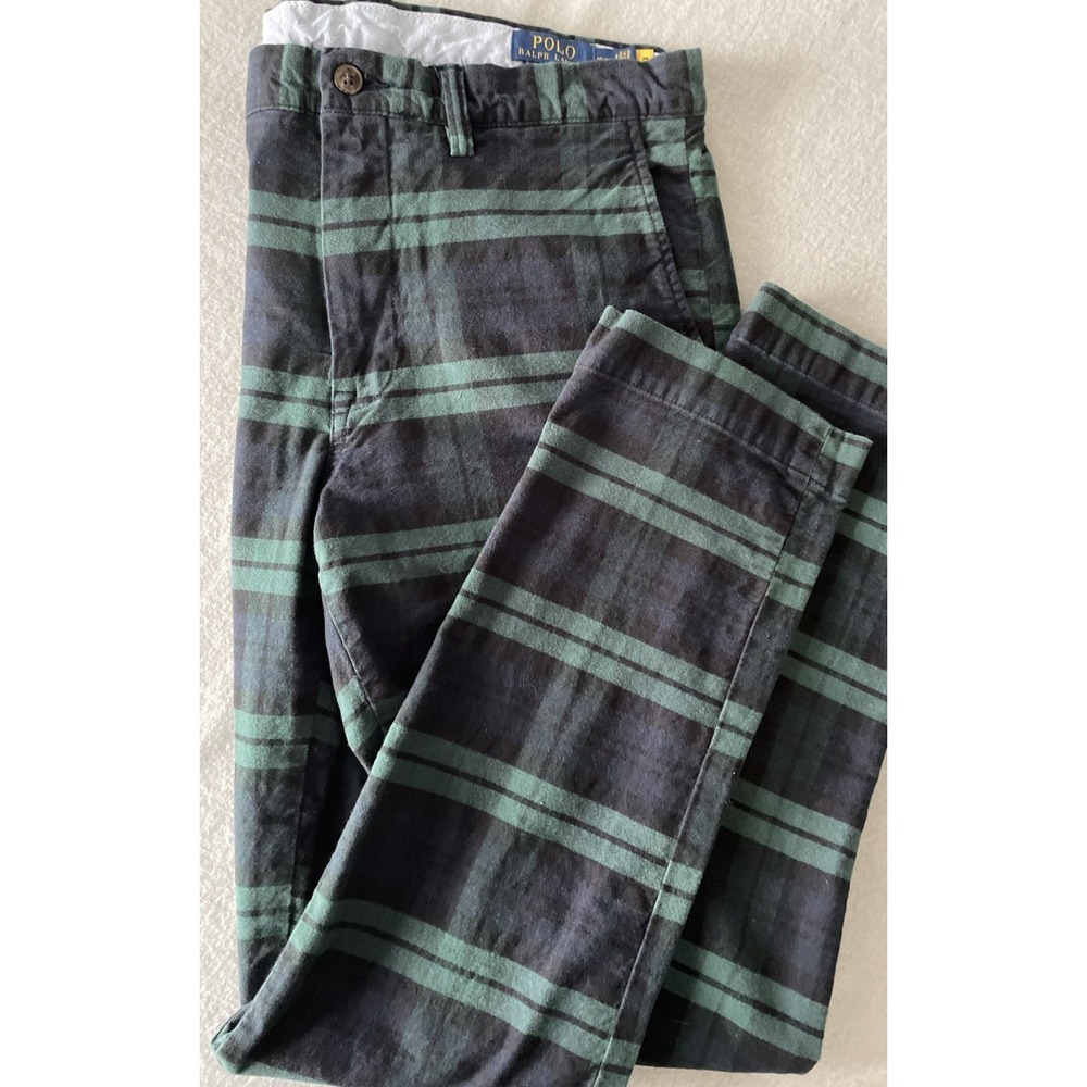 Polo Ralph Lauren Trousers Mens Size W32 L32 Blackwatch Tartan‎ Plaid 7oz Twill